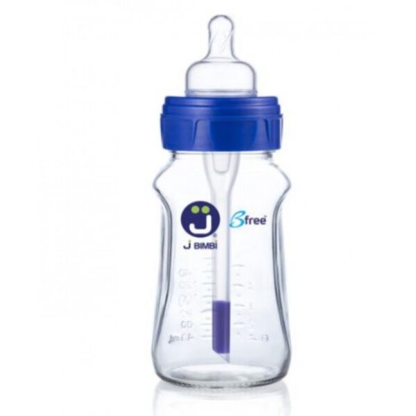 J BIMBI B FREE SUPER GLASS 160/260  ML BIBERON IN VETRO CON CANULA ANTICOLICHE E TETTARELLA IN SILICONE - immagine 2